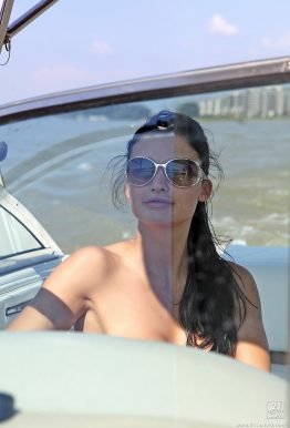 Big titted Hungarian babe Aletta Ocean taking a piss on a speedboat